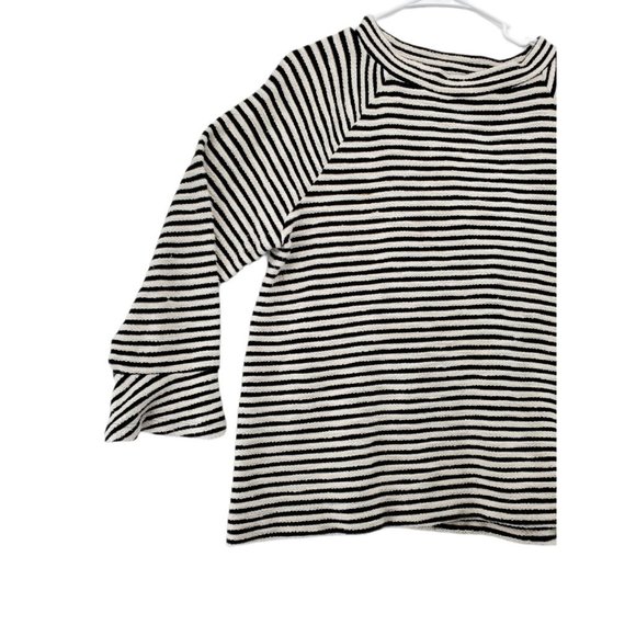 LOFT by ANN TAYLOR Sweater Women's Long Sleeve Striped Pullover B/W Large - Picture 2 of 9